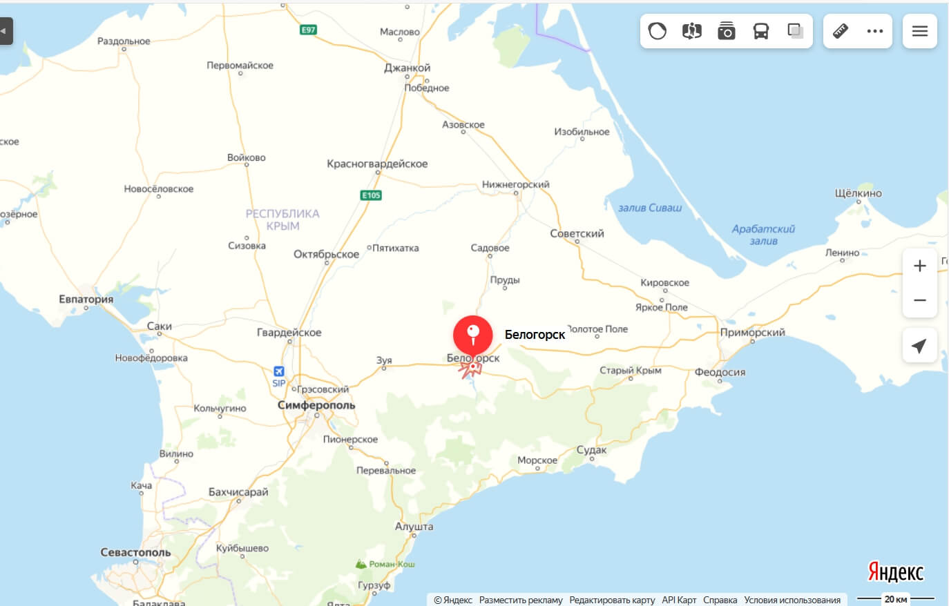 Карта судак белогорск